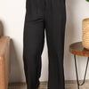 Drawstring Smocked Waist Wide Leg Pants - Black