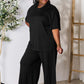 DOUBLE TAKE Full Size Round Neck Slit Top and Pants Set at Bella Road