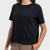 Millennia Drawstring Round Neck Short Sleeve Active T-Shirt - Black