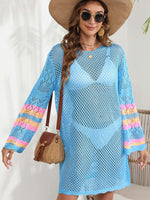 BELLA ROAD Openwork Contrast Long Sleeve Cover-Up at Bella Road