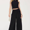 Ribbed Tank and Wide Leg Pants Set | Full Size - Black