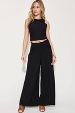 BASIC BAE Full Size Ribbed Tank and Wide Leg Pants Set at Bella Road