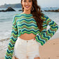 BELLA ROAD Striped Boat Neck Long Sleeve Cover Up at Bella Road