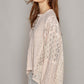 POL Round Neck Long Sleeve Raw Edge Lace Top at Bella Road