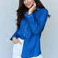 DOUBLJU Blue Jean Baby Denim Button Down Shirt Top in Dark Blue at Bella Road