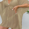 Tied Surplice Half Sleeve Cover Up - Khaki