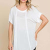 Round Neck Short Sleeve T-Shirt - Soft White