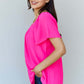 NINEXIS Keep Me Close Square Neck Short Sleeve Blouse in Fuchsia at Bella Road