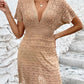 BELLA ROAD Openwork Plunge Short Sleeve Cover-Up Dress at Bella Road