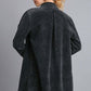 Back view of Umgee Raw Hem Button Down Denim Jacket showing edgy design and stylish cut with raw hem detailing.