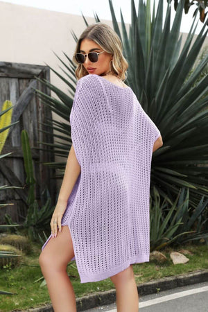 BELLA ROAD Openwork Side Slit Cover-Up Dress at Bella Road