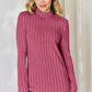 Ribbed Mock Neck Long Sleeve T-Shirt