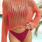 BELLA ROAD Long Sleeve Round Neck Openwork Cover-Up at Bella Road