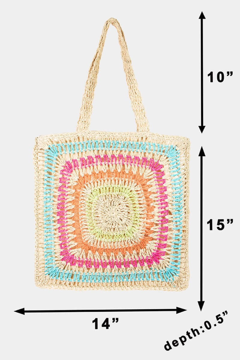 FAME Rainbow Crochet Knit Tote Bag at Bella Road