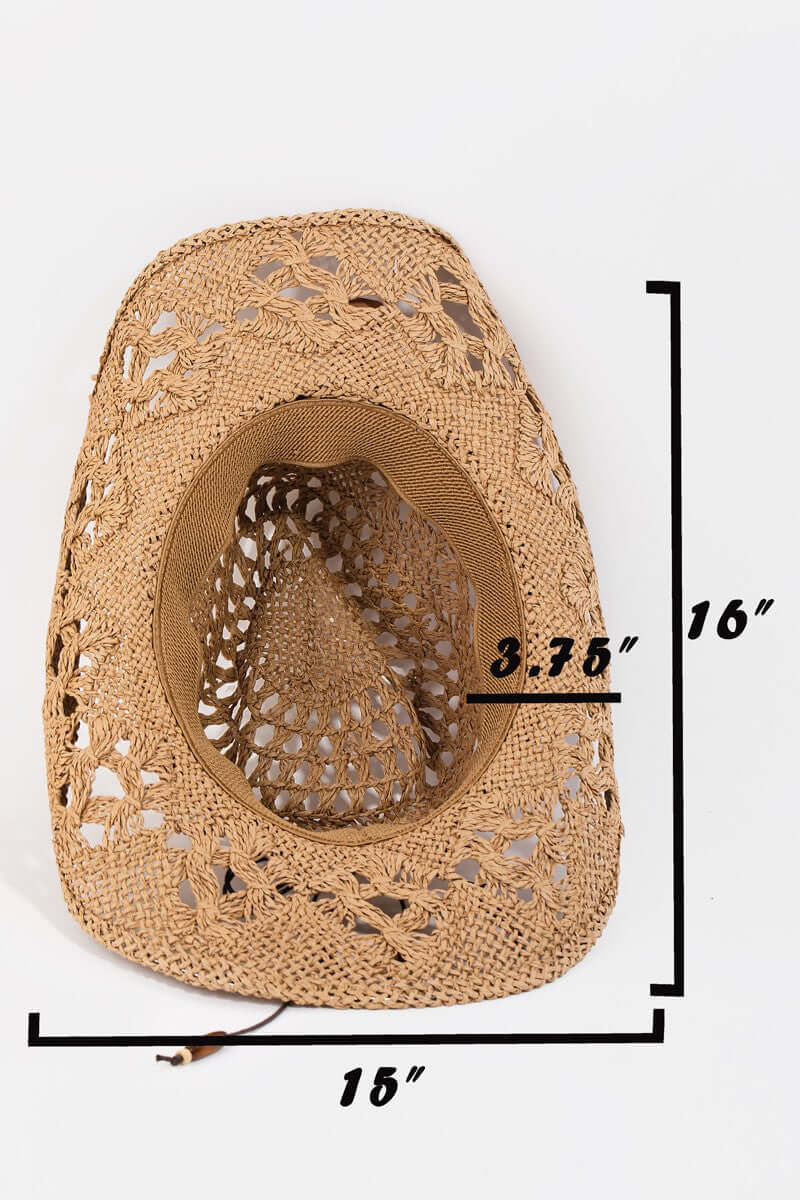 FAME Cutout Strap Weave Straw Hat at Bella Road