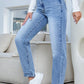 Stylish Bella Road Straight Jeans with pockets, perfect for any occasion, offering comfort and fashion with a slightly stretchy fit.