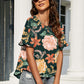 BELLA ROAD Floral Ruffled Short Sleeve Blouse at Bella Road