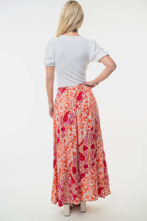 Full Size High Waisted Floral Woven Skirt