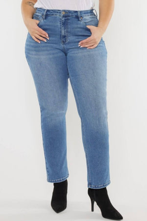 High Waist Cat's Whiskers Jeans with Retro Detailing and Flattering Fit