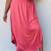 High Waist Scoop Hem Maxi Skirt in Hot Pink | Full Size - Cranberry