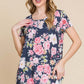 BOMBOM Floral Round Neck Short Sleeve T-Shirt at Bella Road