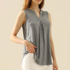 Notched Sleeveless Top | Full Size - H GREY