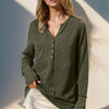 Double Take Full Size Notched Thumbhole Long Sleeve T-Shirt - Moss