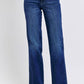 Judy Blue plus size tummy control straight jeans in dark wash, designed for a flattering fit and comfort.