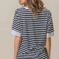 Contrast Striped Notched Knit Top