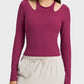 Millennia Halter Neck Long Sleeve Sporty Top in vibrant burgundy, perfect for stylish workouts and active pursuits.