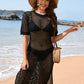 BELLA ROAD Slit Openwork Round Neck Cover-Up at Bella Road