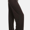 High Waist Drawstring Wide Leg Pants - BLACK