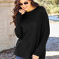 Ribbed Round Neck Long Sleeve Knit Top