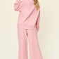 DOUBLE TAKE Full Size Texture Long Sleeve Top and Pants Set at Bella Road