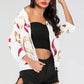 Printed Zip-Up Three-Quarter Sleeve Bomber Jacket