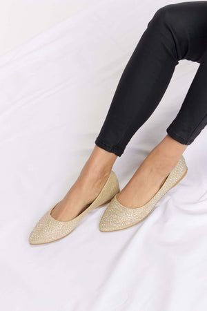 FOREVER LINK Rhinestone Point Toe Flat Slip-Ons at Bella Road