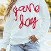 Bella Road Game Day Round Neck Long Sleeve Sweatshirt - White