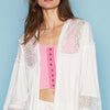 Open Front Lace Detail Cardigan - Ivory