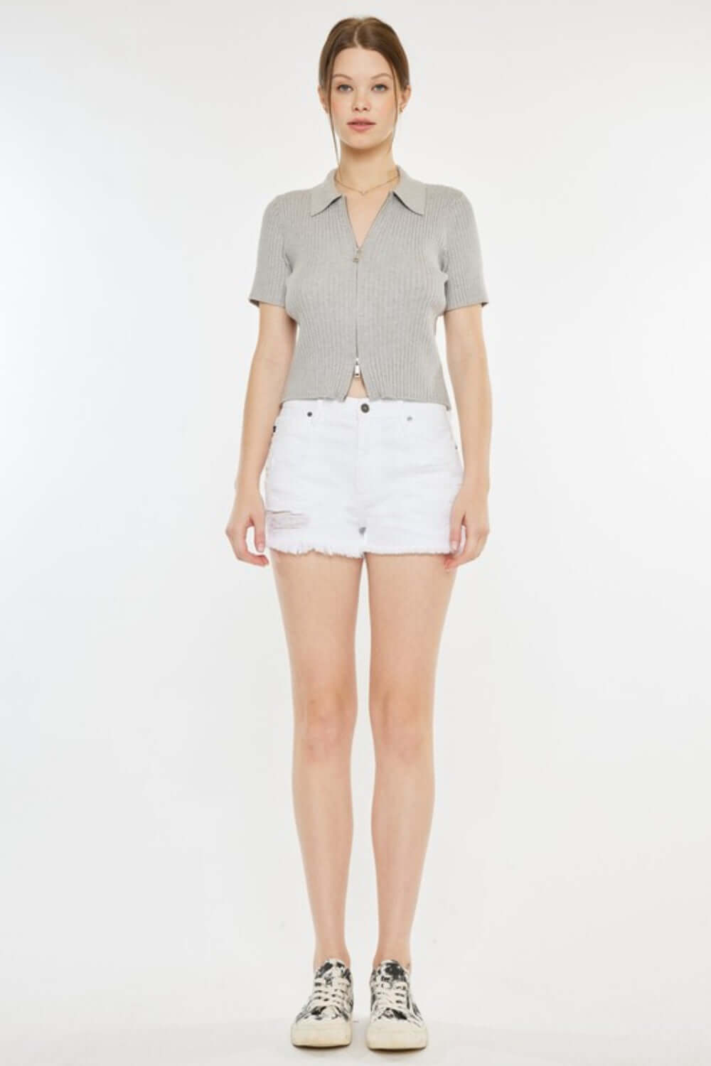 KANCAN Raw Hem Distressed Denim Shorts at Bella Road