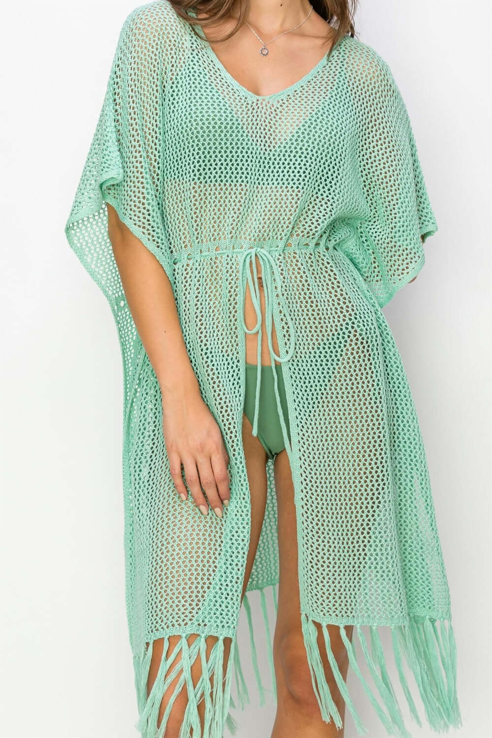 HYFVE Drawstring Waist Fringed Hem Cover Up at Bella Road