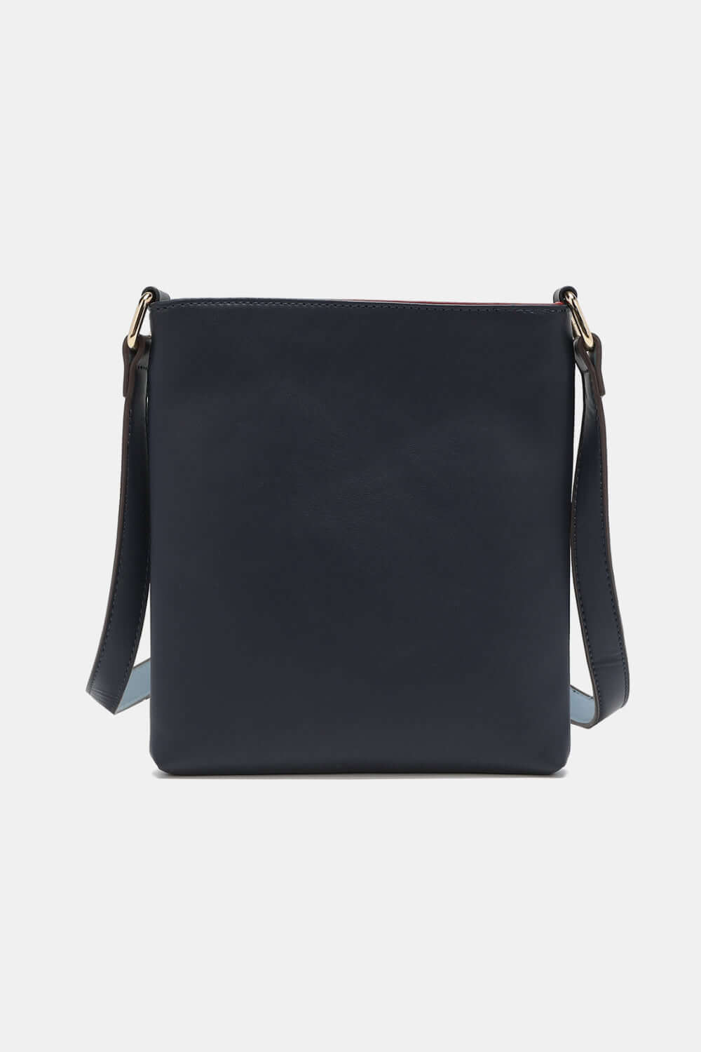 Nicole Lee USA Nikky Crossbody Bag in black eco-leather with front zipper pocket and main zipper closure for secure essentials.