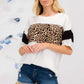 CELESTE Full Size Leopard Exposed Seam Short Sleeve T-Shirt at Bella Road