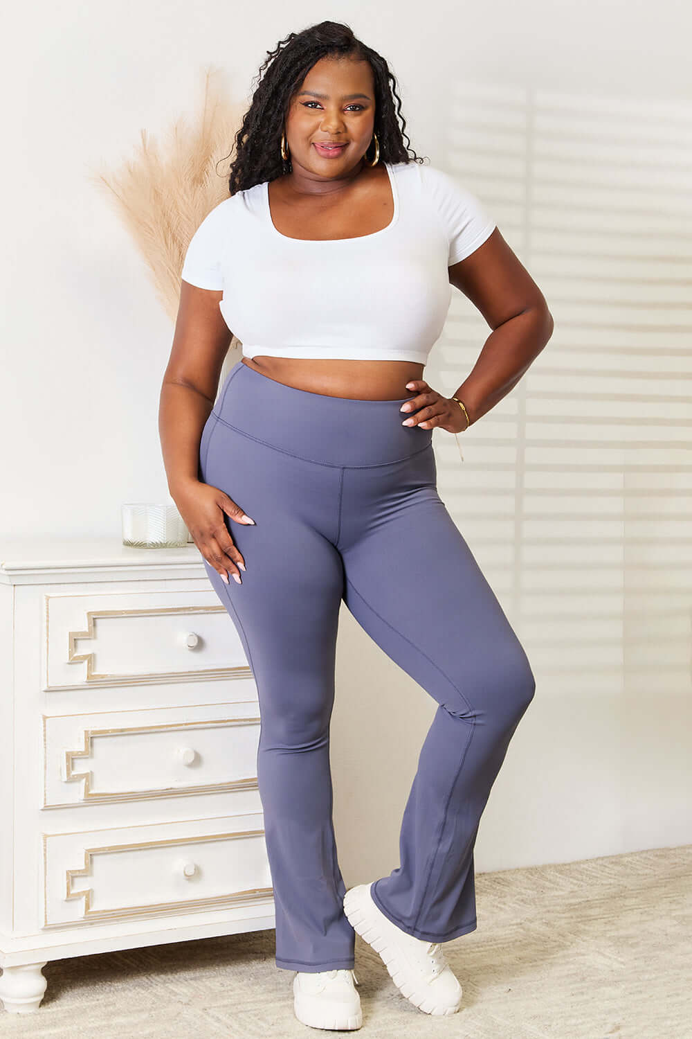 BASIC BAE Wide Waistband Bootcut Sports Pants at Bella Road