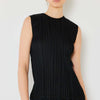 Pleated Sleeveless Crewneck Tank - Black