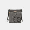 Nicole Lee USA Metallic Stitching Embroidery Inlaid Rhinestone Crossbody Bag - Gray