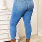 High Waist Skinny Jeans in medium ash wash, featuring a clean and polished look with no distressing. Judy Blue Jeans style #82349.