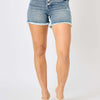 Judy Blue Button Fly Raw Hem Denim Shorts | Full Size - Medium