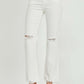 Risen Jeans High Rise Button Fly Straight Ankle Jeans in white provide a flattering silhouette and vintage charm.