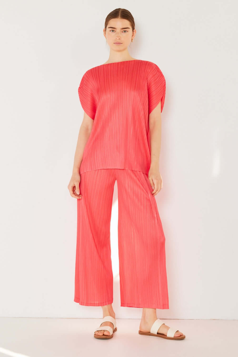 MARINA WEST SWIM Pleated Wide-Leg Pants with Side Pleat Detail at Bella Road