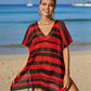 BELLA ROAD Tassel Openwork Striped V-Neck Cover Up at Bella Road